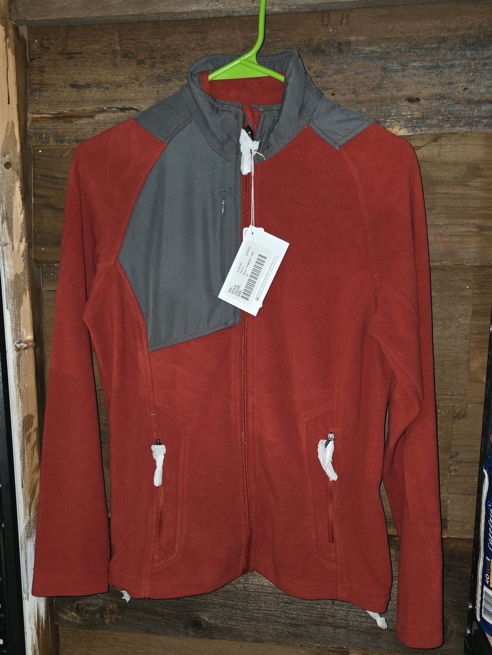 Women’s Two-Tone Rust Red & Gray Fleece Jacket